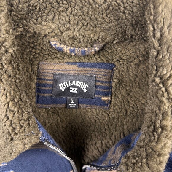 Billabong Barlow Sherpa Mens Jacket Large Aztec Print Blue Tan Southwestern NWT - Picture 5 of 10
